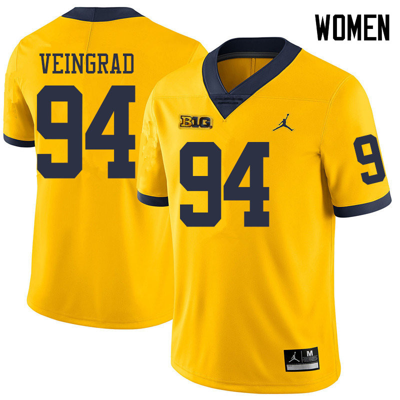 Jordan Brand Women #94 Ryan Veingrad Michigan Wolverines College Football Jerseys Sale-Yellow